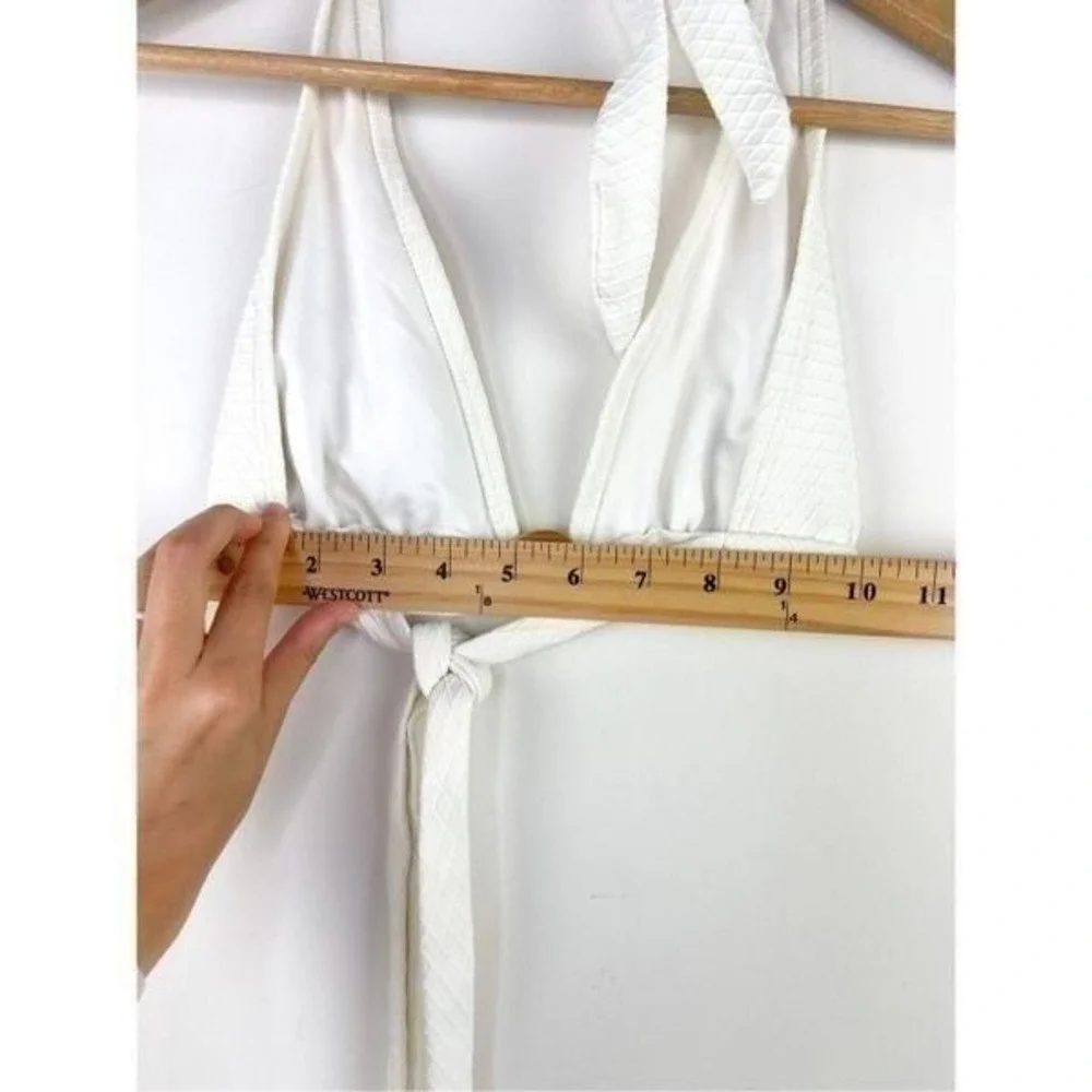 Shoshanna Ring Front Halter‎ Bikini Top in White